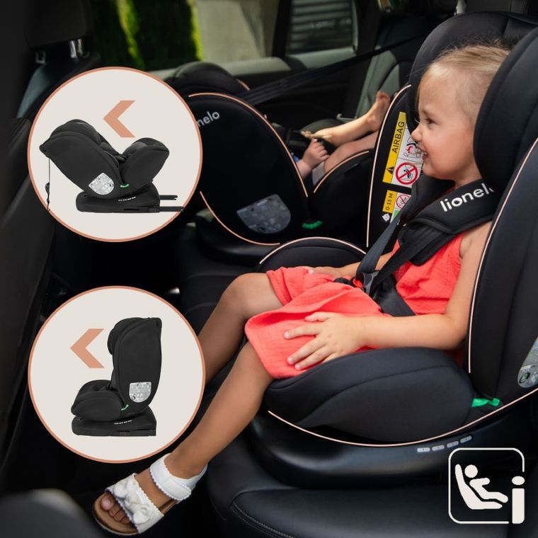 Lionelo, Bastiaan, I-size, fotelik samochodowy, 40-150 cm, Black Grey