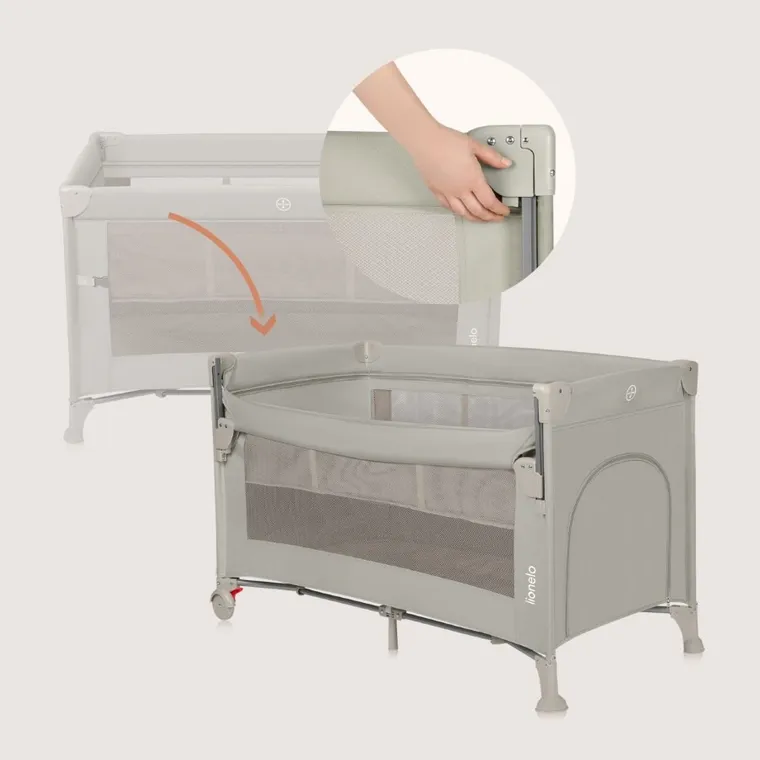 Lionelo, Ellen, łóżeczko turystyczne z funkcją dostawki, 3w1, beige