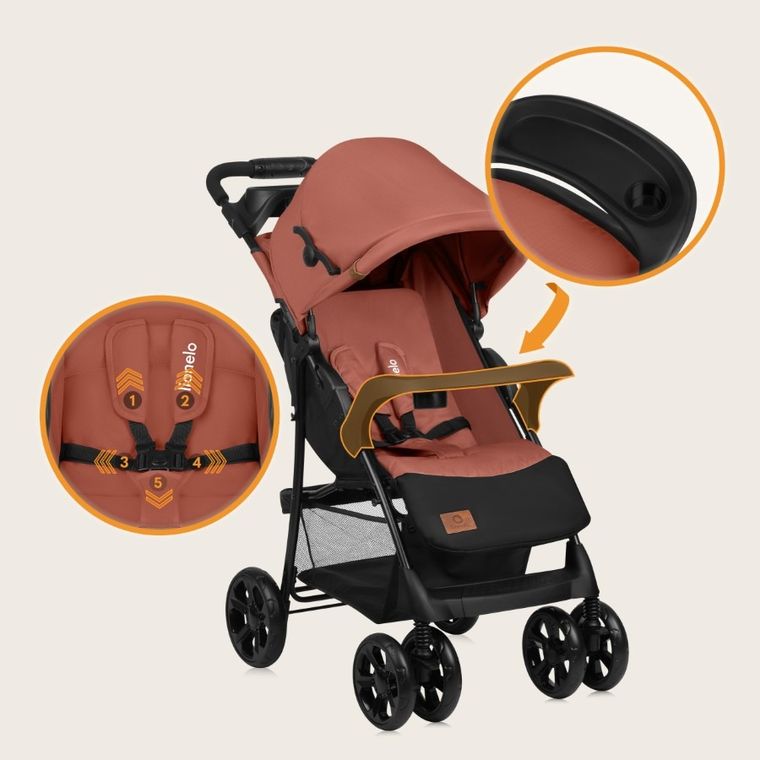 Lionelo, Emma Plus, wózek spacerowy, Coral Pink