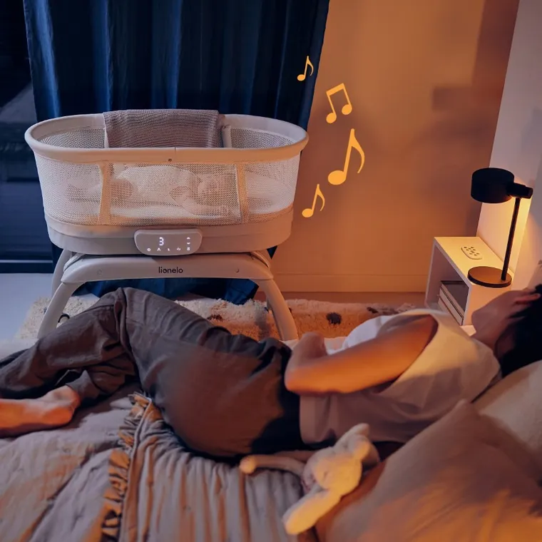 Lionelo, łóżeczko-kołyska z funkcją wagi, coral white