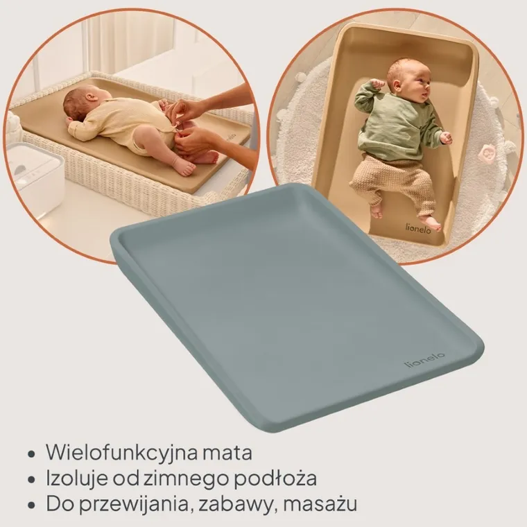 Lionelo, Megs, wielofunkcyjna mata do przewijania, grey dove