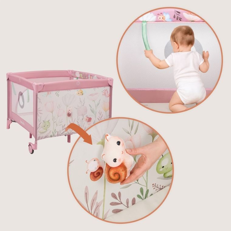 Lionelo, Mille Plus, kojec wielofunkcyjny, pink