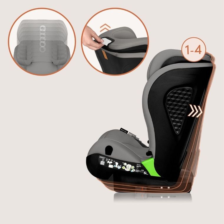 Lionelo, Neal, fotelik samochodowy, i-Size, Grey Concrete, 100-150 cm