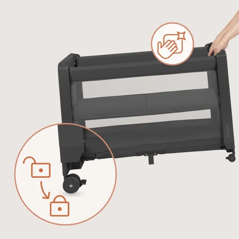 Lionelo, Patty, łóżeczko turystyczne z dostawką, Grey Graphite
