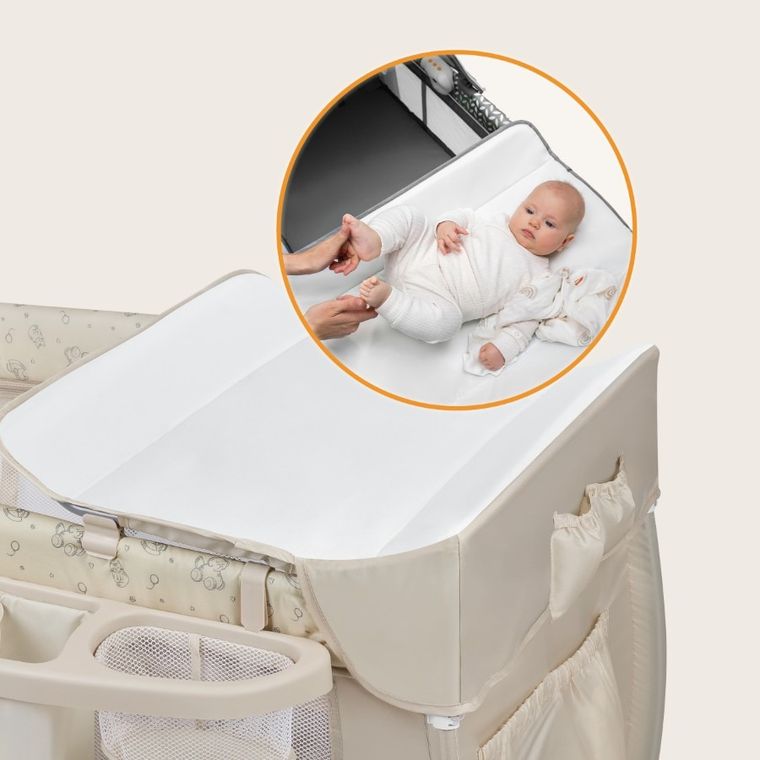 Lionelo, Sven Plus, łóżeczko turystyczne z akcesoriami, Beige Latte