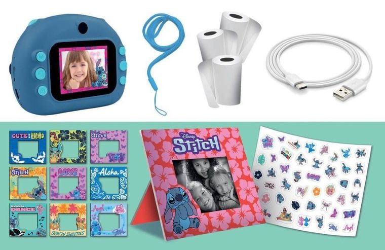Lisciani, Lilo i Stitch, Print Cam, aparat natychmiastowy, zestaw z ramkami i naklejkami