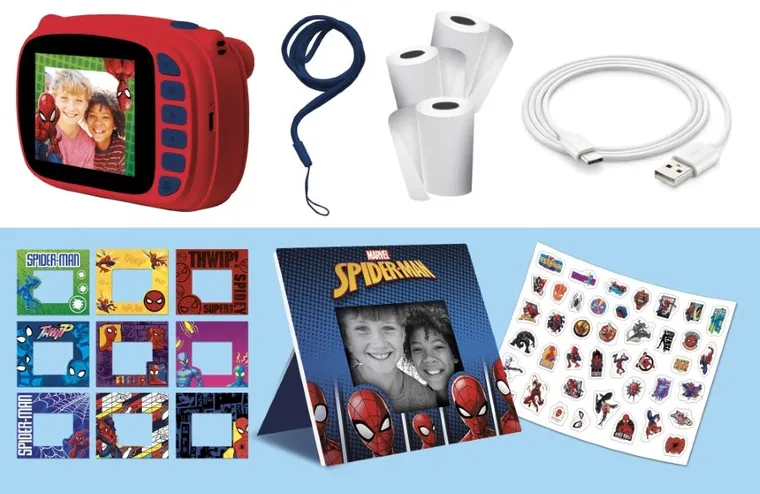 Lisciani, Spider-Man, Print Cam, aparat natychmiastowy, zestaw z ramkami i naklejkami