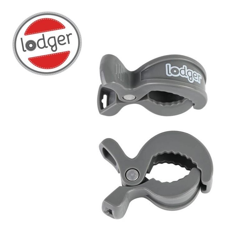 Lodger, Carbon, zestaw uniwersalnych klipsów do wózka, szare, 2 szt.