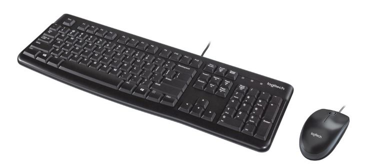 Logitech, zestaw, klawiatura membranowa, mysz optyczna, 1000 dpi, MK120, 920-002562, USB 2.0, US, czarny