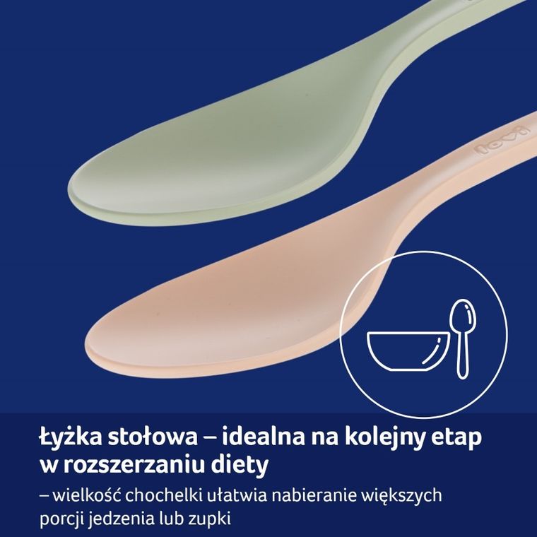 Lovi, zestaw łyżek, łyżka do karmienia i łyżka stołowa, Nude