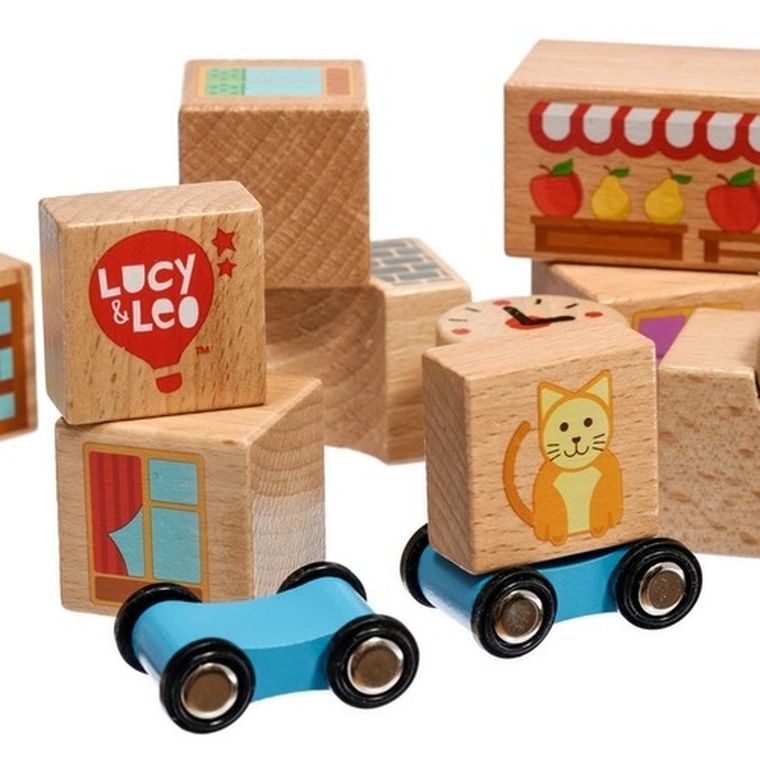 Lucy & Leo, Miasto, kolorowe klocki drewniane, 15 elementów