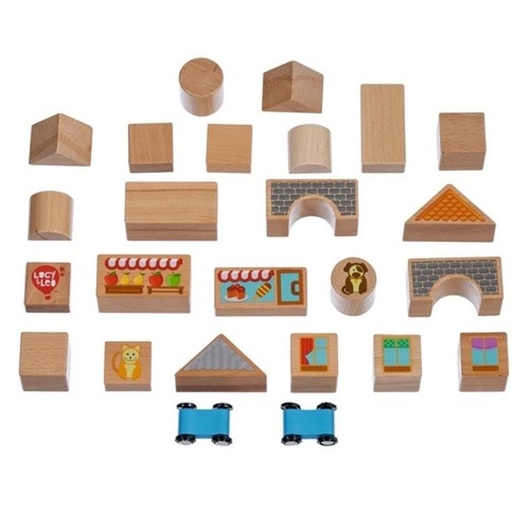 Lucy & Leo, Miasto, kolorowe klocki drewniane, 25 elementów