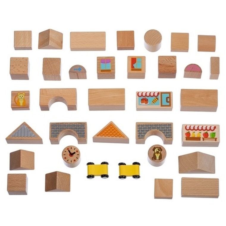 Lucy & Leo, Miasto, kolorowe klocki drewniane, 32 elementy