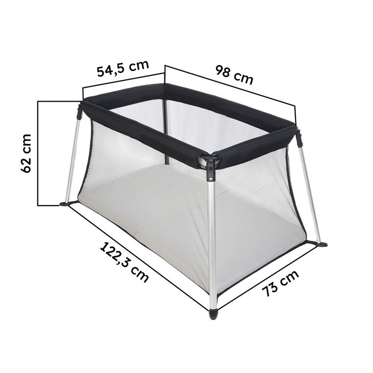 Luna Bambini, lekkie łóżeczko turystyczne, bez montażu, czarne