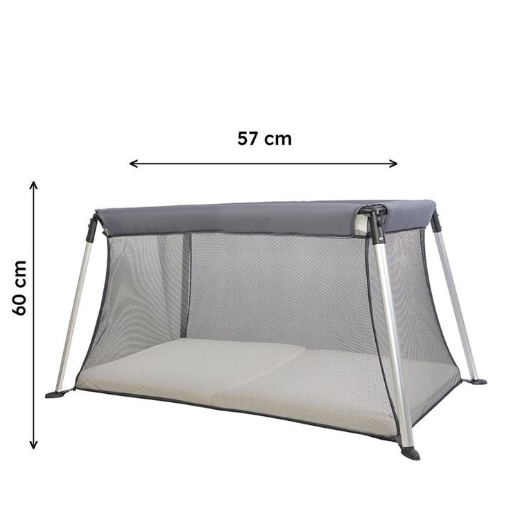 Luna Bambini, lekkie łóżeczko turystyczne, bez montażu, szare