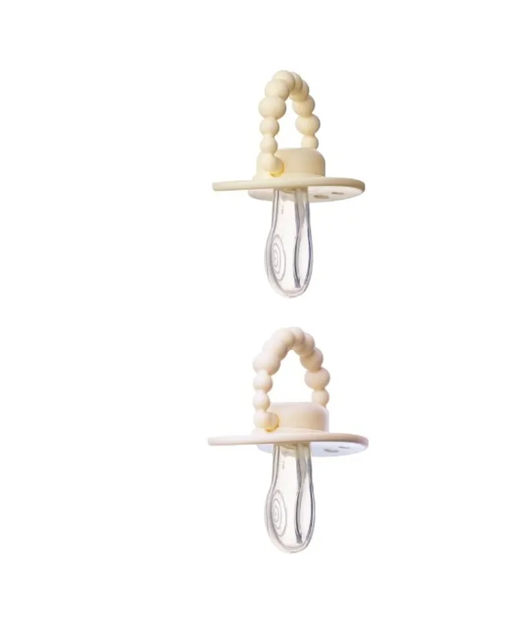 Luu Kids, zestaw: smoczek, Creamy Lemon + smoczek, American Cream, 6-12m, 2 szt.