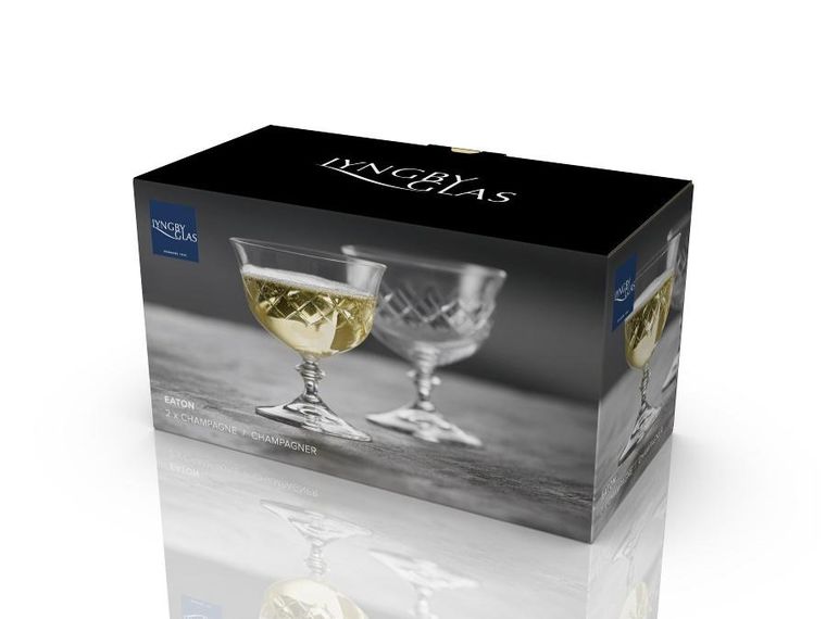 Lyngby Glas, kieliszki do szampana ze szkła kryształowego, Eaton, 280 ml, 2 szt.