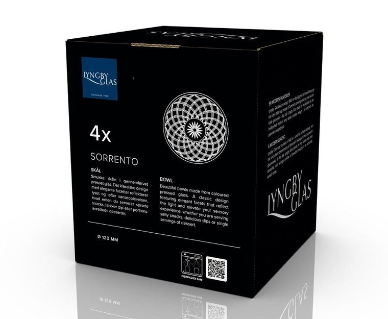Lyngby Glas, miska Sorrento, 12 cm, 4 szt., różowa