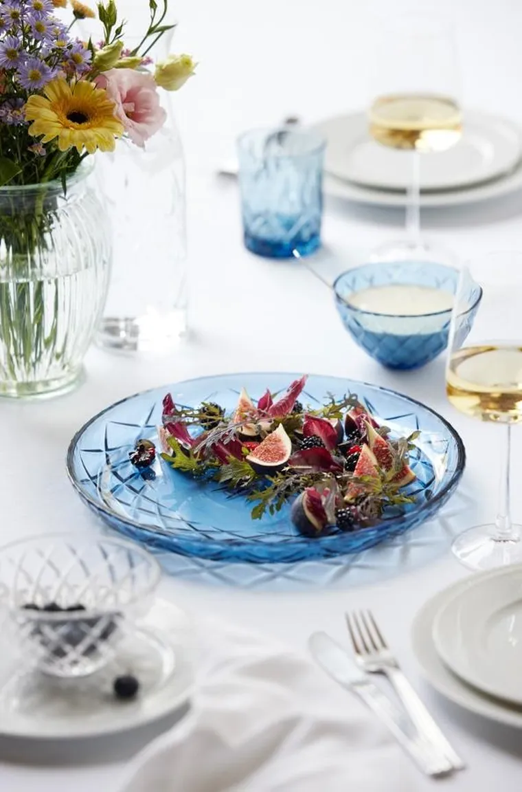 Lyngby Glas, talerz Sorrento, 30 cm, niebieski