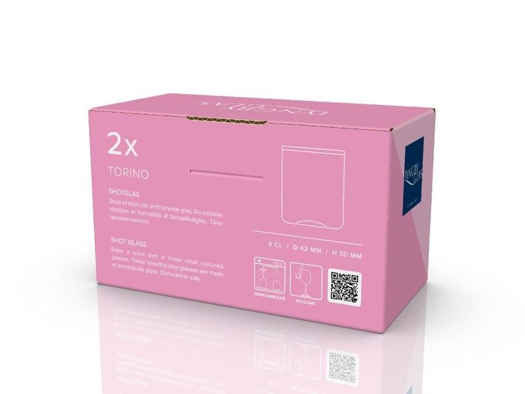 Lyngby Glas, Torino, kieliszki do wódki, różowe, 55 ml, 2 szt.