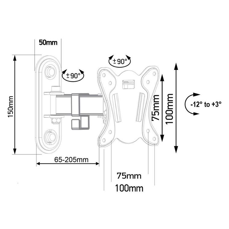 Maclean, uchwyt do telewizora, monitora, MAX. VESA 100X100, 13-32", 30kg, czarny, MC-416