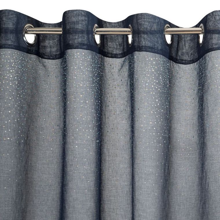Madie, gładka firana, zdobiona srebrnymi dżetami, 140-250 cm