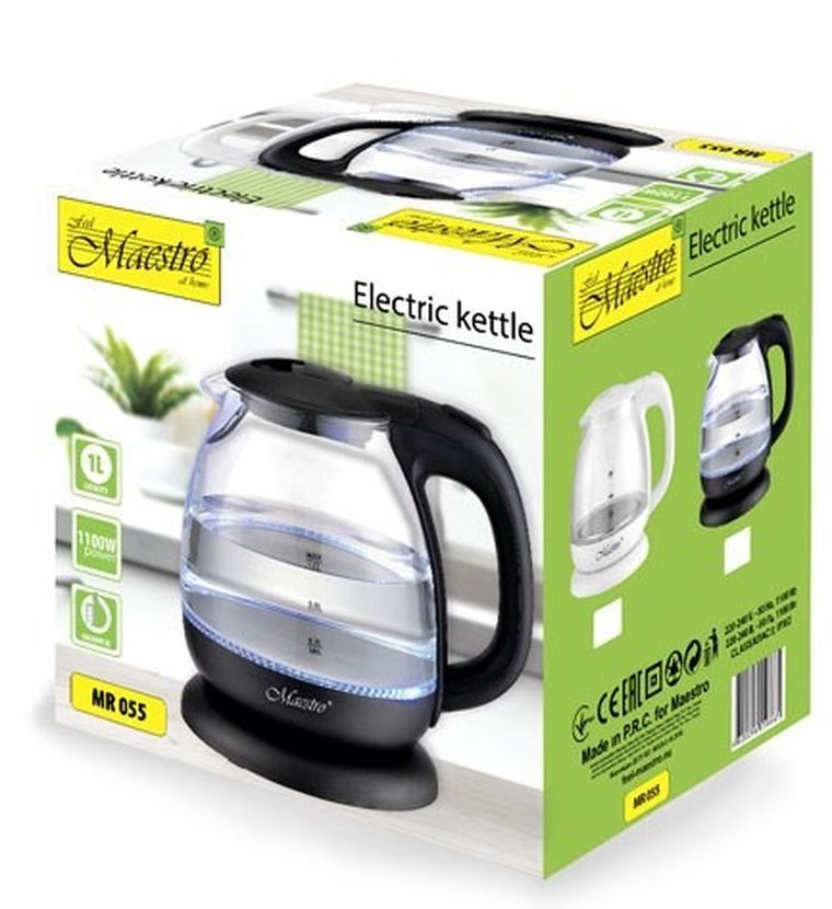 Maestro, czajnik elektryczny, biały, 1l, MR-055