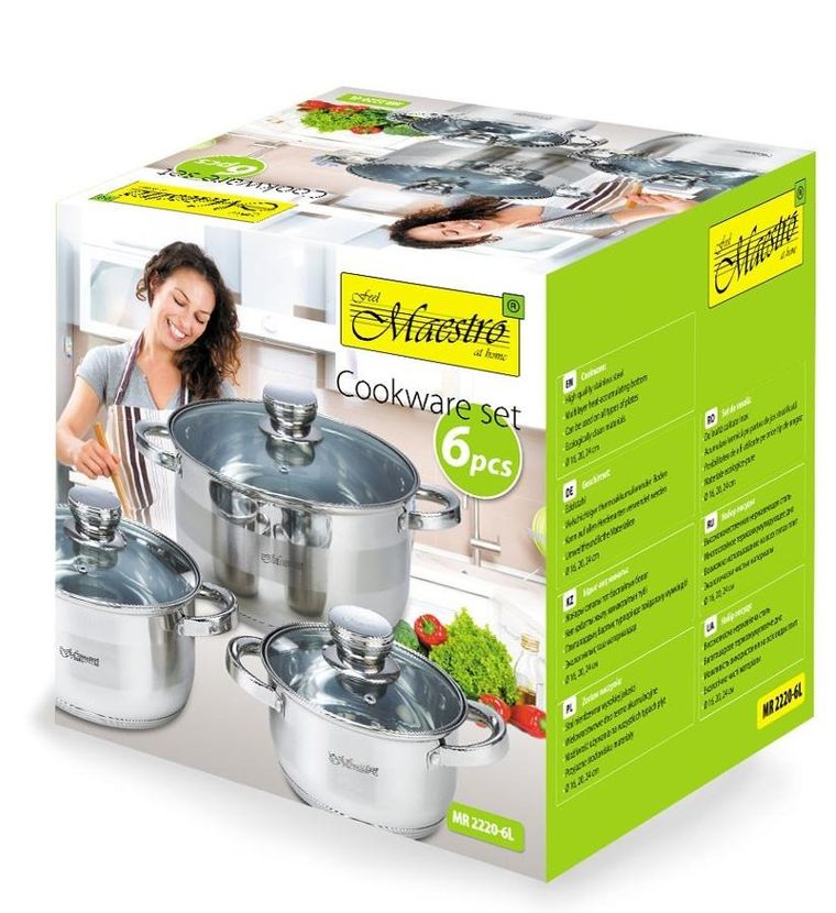 Maestro, zestaw garnków, 6l, 6 elementów, MR-2220