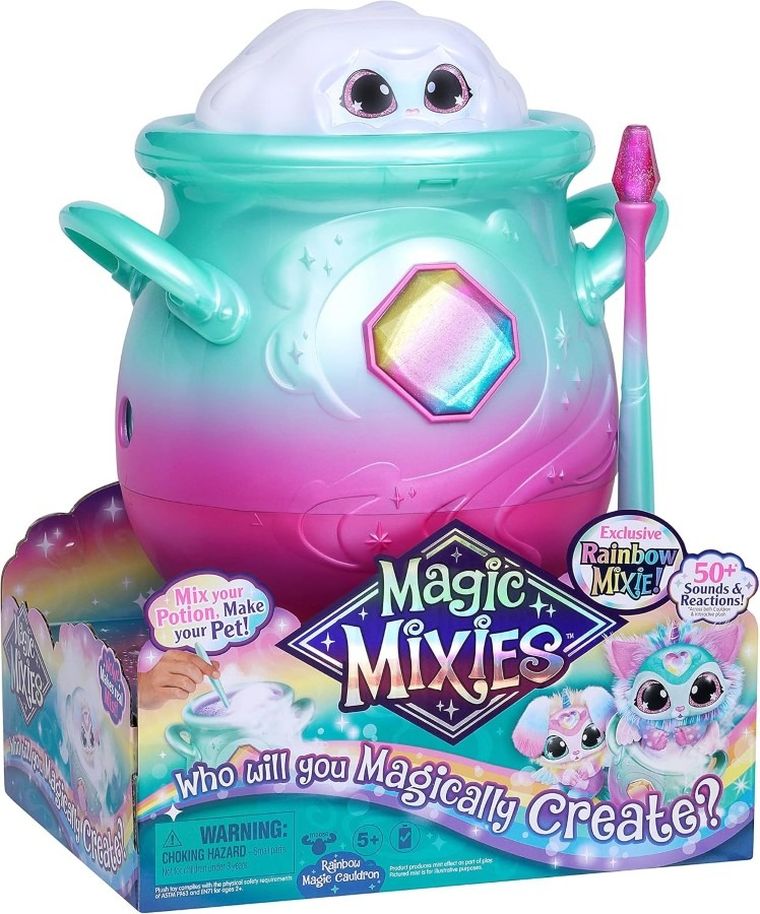 Magic Mixies, Magiczny Kociołek z maskotką, zabawka interaktywna, tęczowy