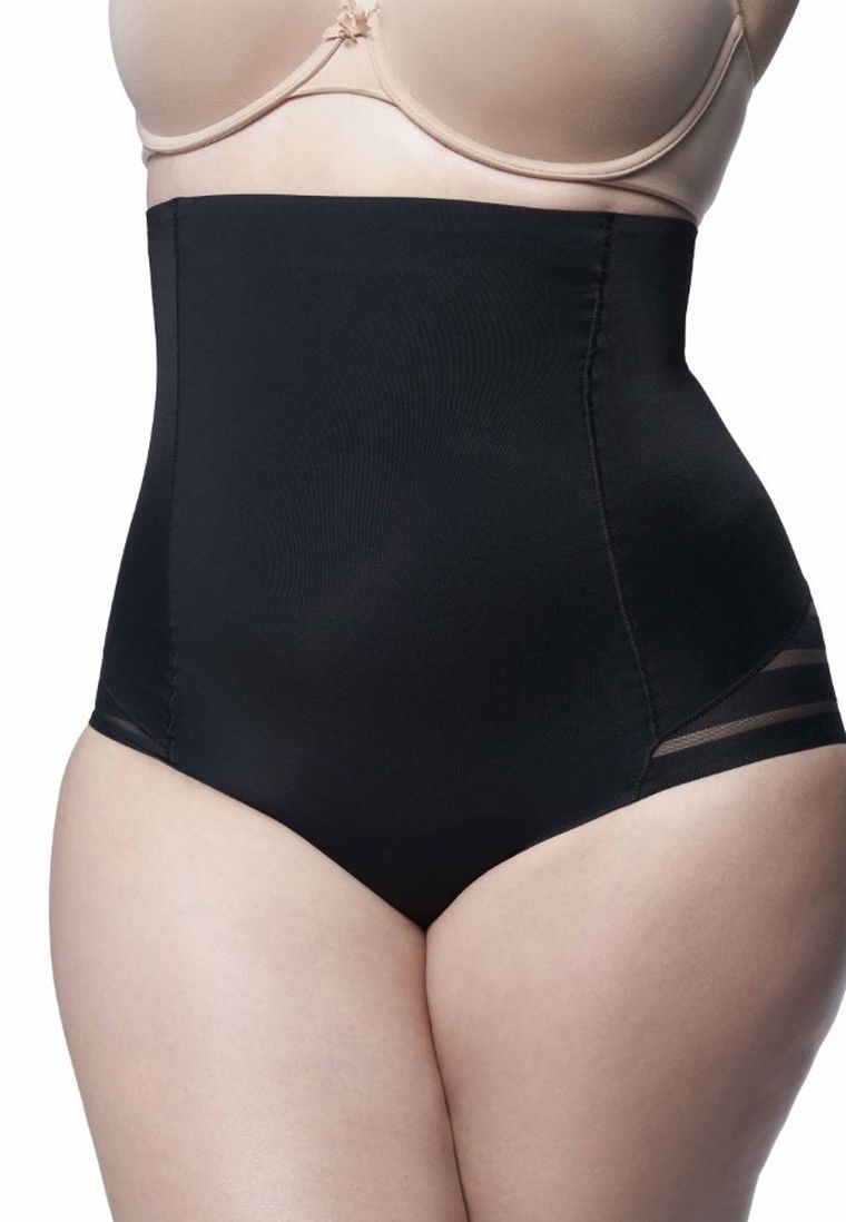 Majtki figi damskie z wysokim stanem, czarne, Julimex