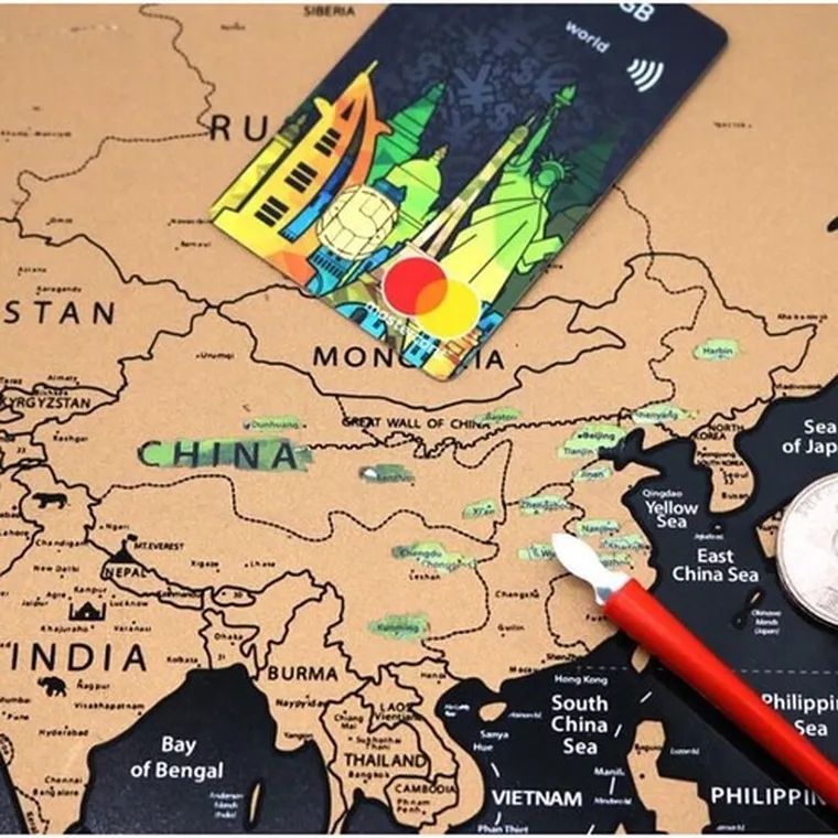 Malatec, mapa świata, zdrapka z flagami + akcesoria