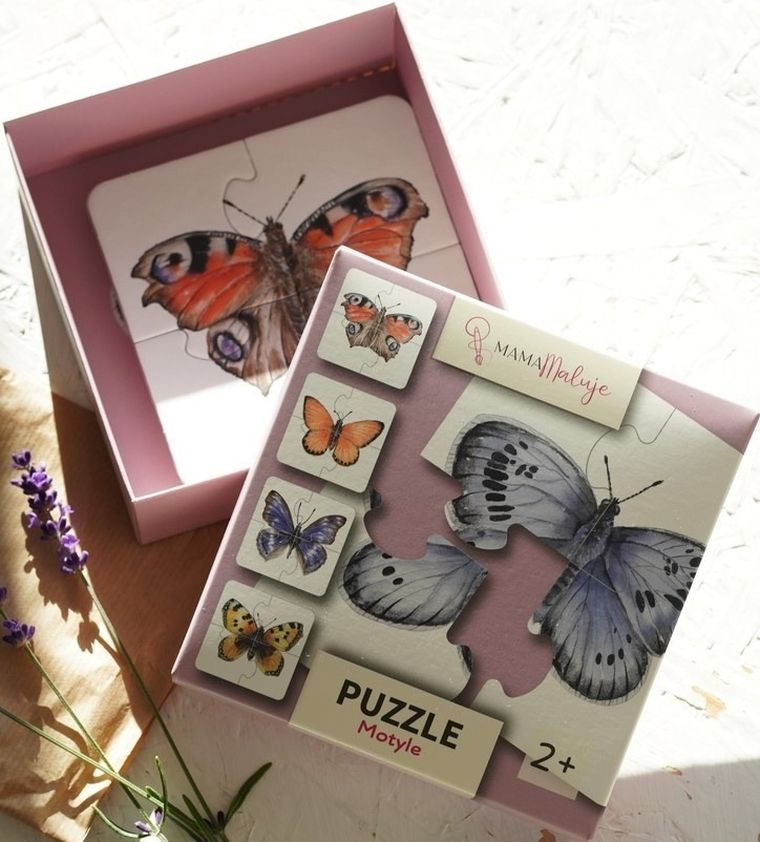 Mama Maluje, Motyle, puzzle, 5-4 elementowy