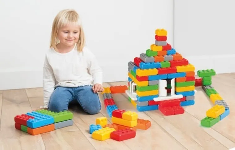 Marioinex, cegły junior, klocki XL z drzwiami i oknami, 140 elementów