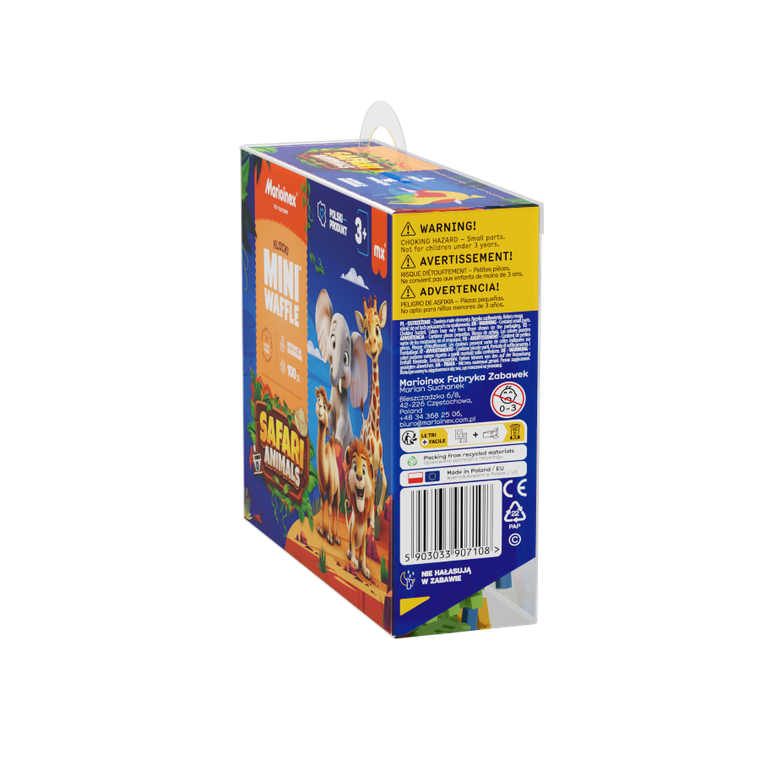 Marioinex, Mini Waffle, Animals Safari, klocki konstrukcyjne, 100 elementów