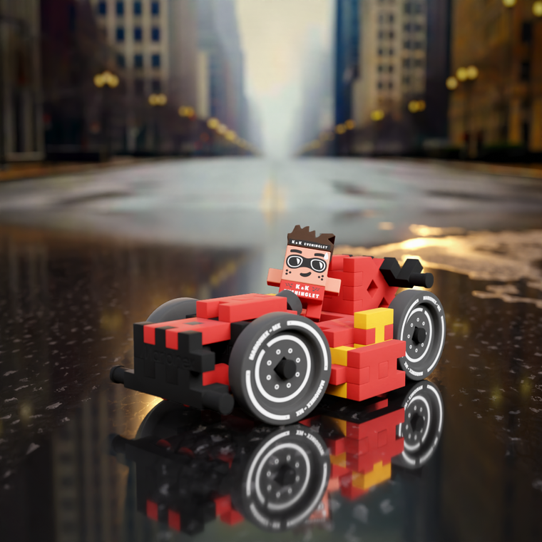 Marioinex, Mini Waffle, Cars, Red Race Car, klocki konstrukcyjne, 50 elementów