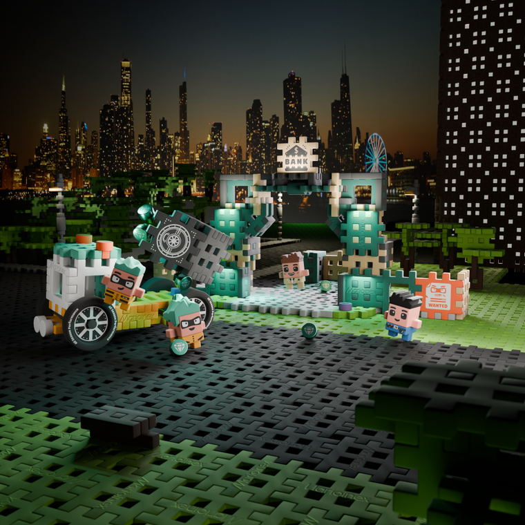 Marioinex, Mini Waffle, City, Napad Na Bank, klocki konstrukcyjne, 148 elementów