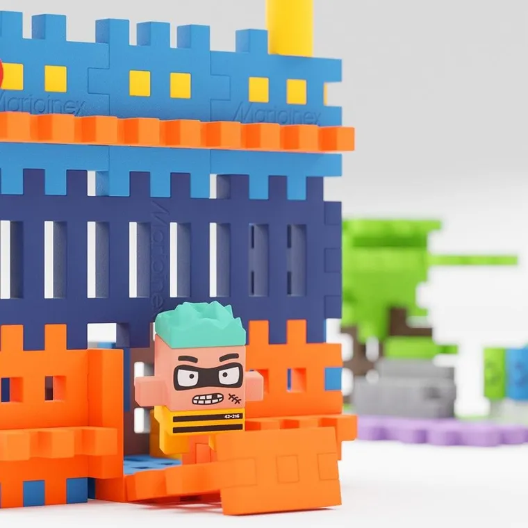 Marioinex, Mini Waffle, City, Posterunek Policji, klocki konstrukcyjne, 280 elementów