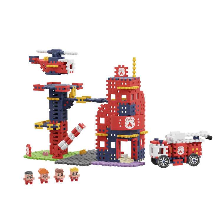 Marioinex, Mini Waffle, City, Remiza Strażacka, klocki konstrukcyjne, 280 elementów