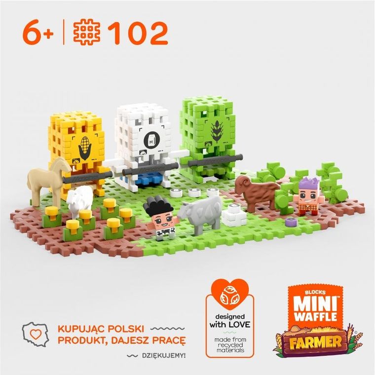 Marioinex, Mini Waffle, Farmer, Czas zbiorów, klocki konstrukcyjne, 102 elementów