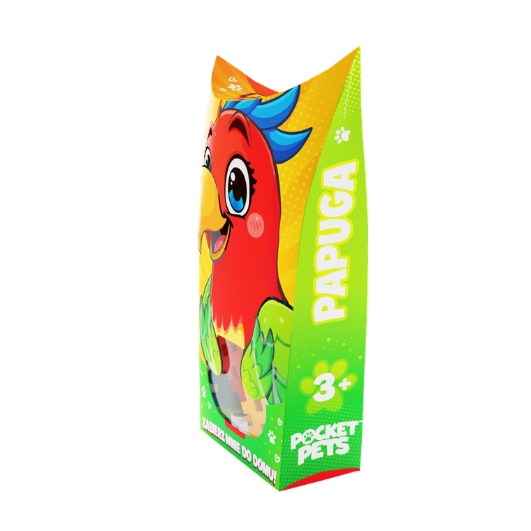 Marioinex, Mini Waffle, Pocket Pets, Papuga, klocki konstrukcyjne, 25 elementów