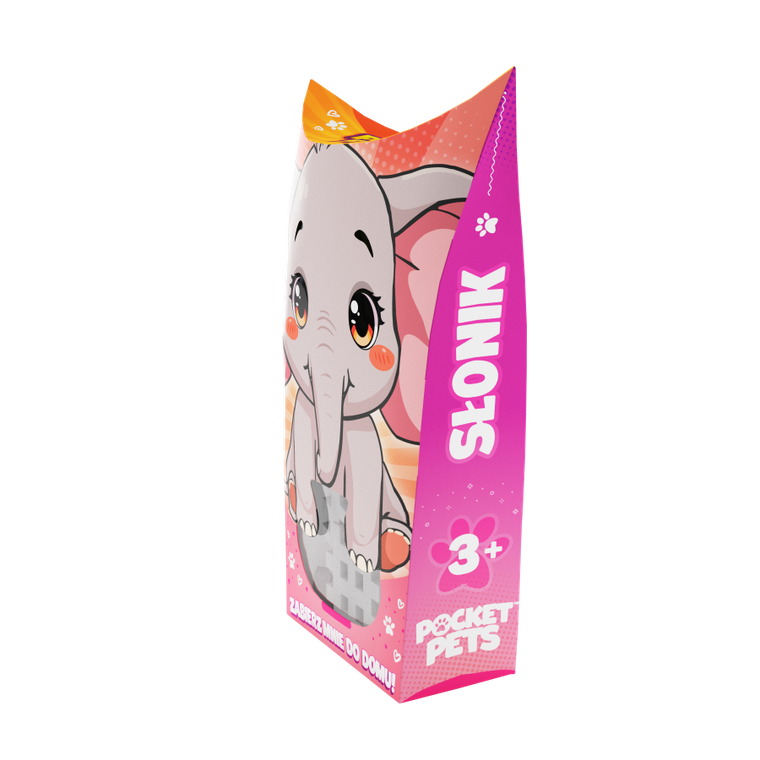 Marioinex, Mini Waffle, Pocket Pets, Słoń, klocki konstrukcyjne, 25 elementów