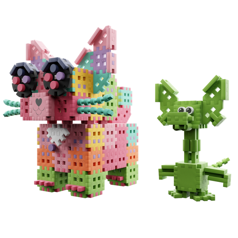 Marioinex, Mini Waffle, Smok Diplodok i Kotek, klocki konstrukcyjne, 280 elementów