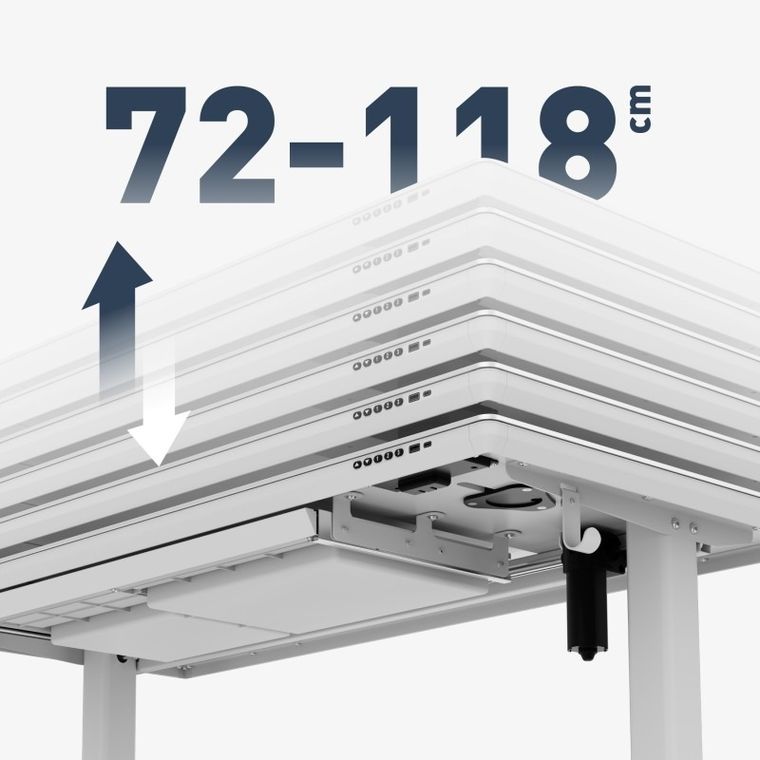 Mark Adler, Leader 8.5 White, biurko elektryczne, ze szklanym blatem, 120 cm