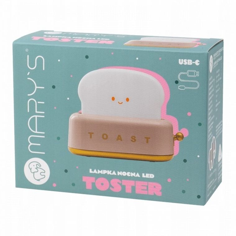 Mary's, lampka nocna LED, toster, różowy
