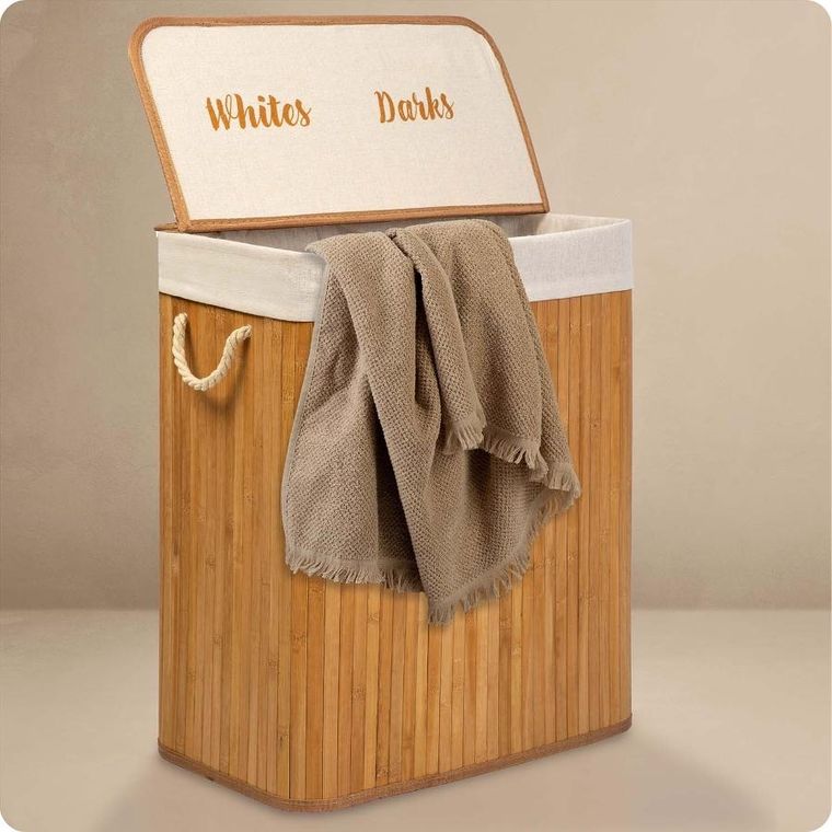 Massido, bambusowy kosz na pranie z pokrywą, 100l