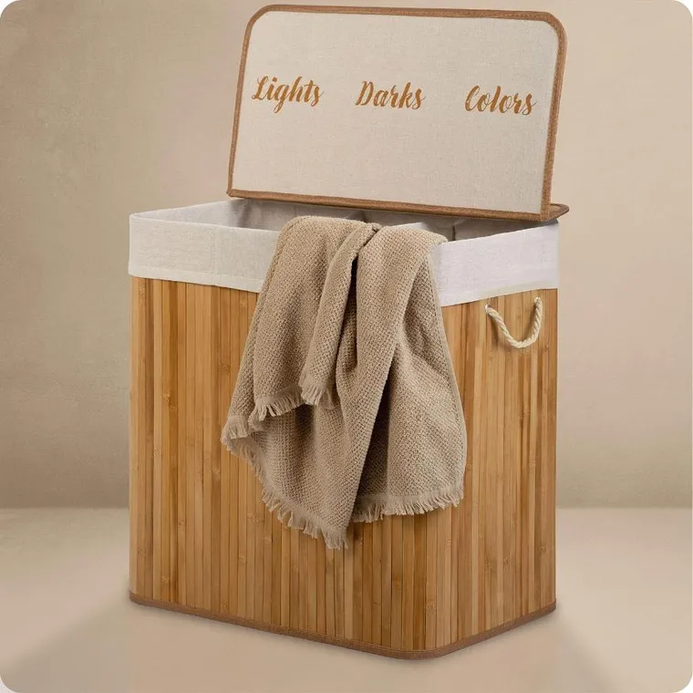 Massido, bambusowy kosz na pranie z pokrywą, 150l