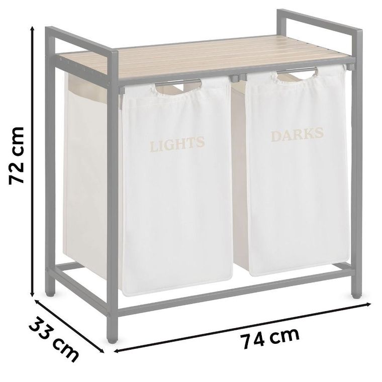 Massido, kosz na pranie, dwukomorowy na stelażu, 80l