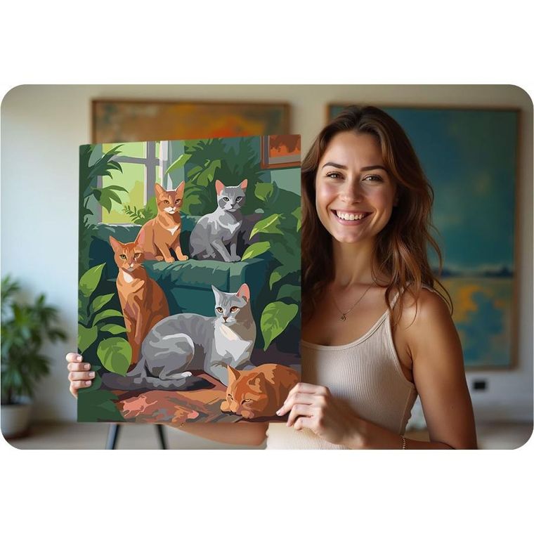 Massido, obraz do malowania po numerach, Koty, 40-50 cm