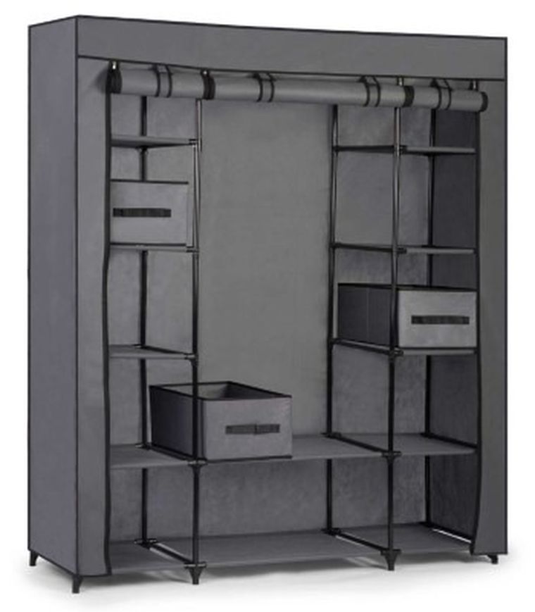 Massido, szafa tekstylna, szuflady, 135-45-170 cm, grafitowa