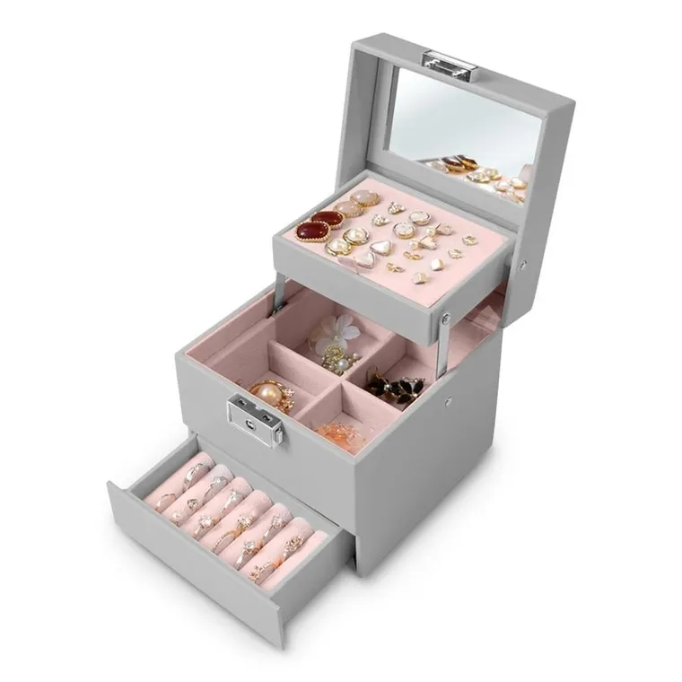 Massido, szkatułka na biżuterię, szara